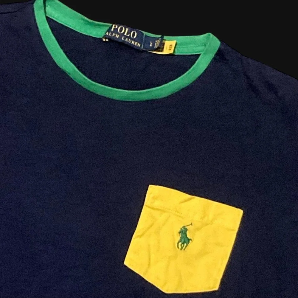 Polo Ralph Lauren color block‎ pocket t-shirt red blue green single stitch L/21